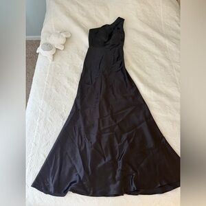 Jenny Yoo Lena One Shoulder Black Dress